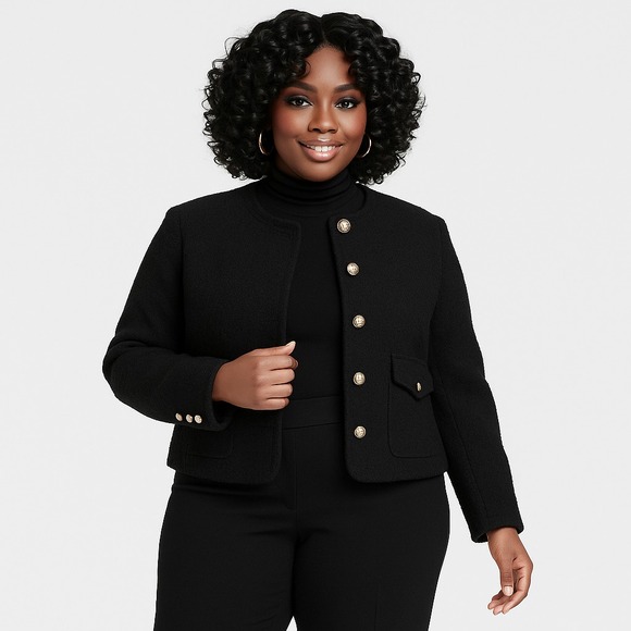 Women's Button-Front Jacket - Universal Thread Black 4X - Picture 1 of 5